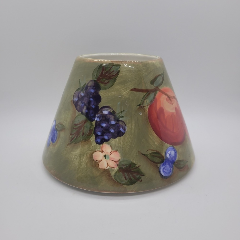 Yankee Candle Ceramic Jar Topper Hand Painted Fruit Apple Pear Berry Green Shade